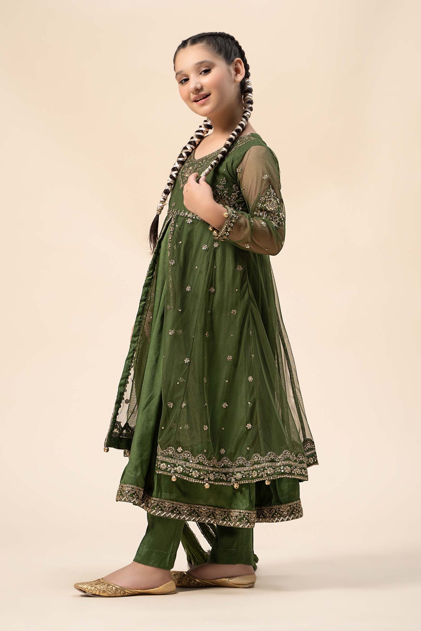 Maria B | 3 Piece Embroidered Net Suit | MKS-W24-25 10-Aug Green