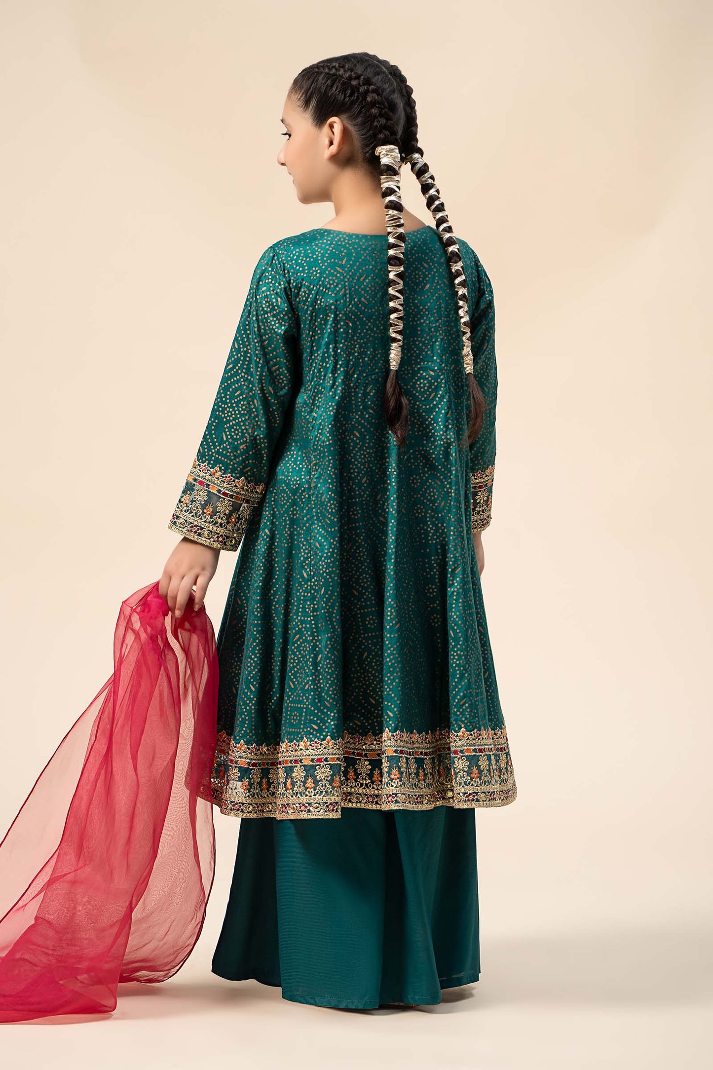 Maria B | 3 Piece Embroidered Raw Silk Suit | MKS-W24-29 14-Dec Blue