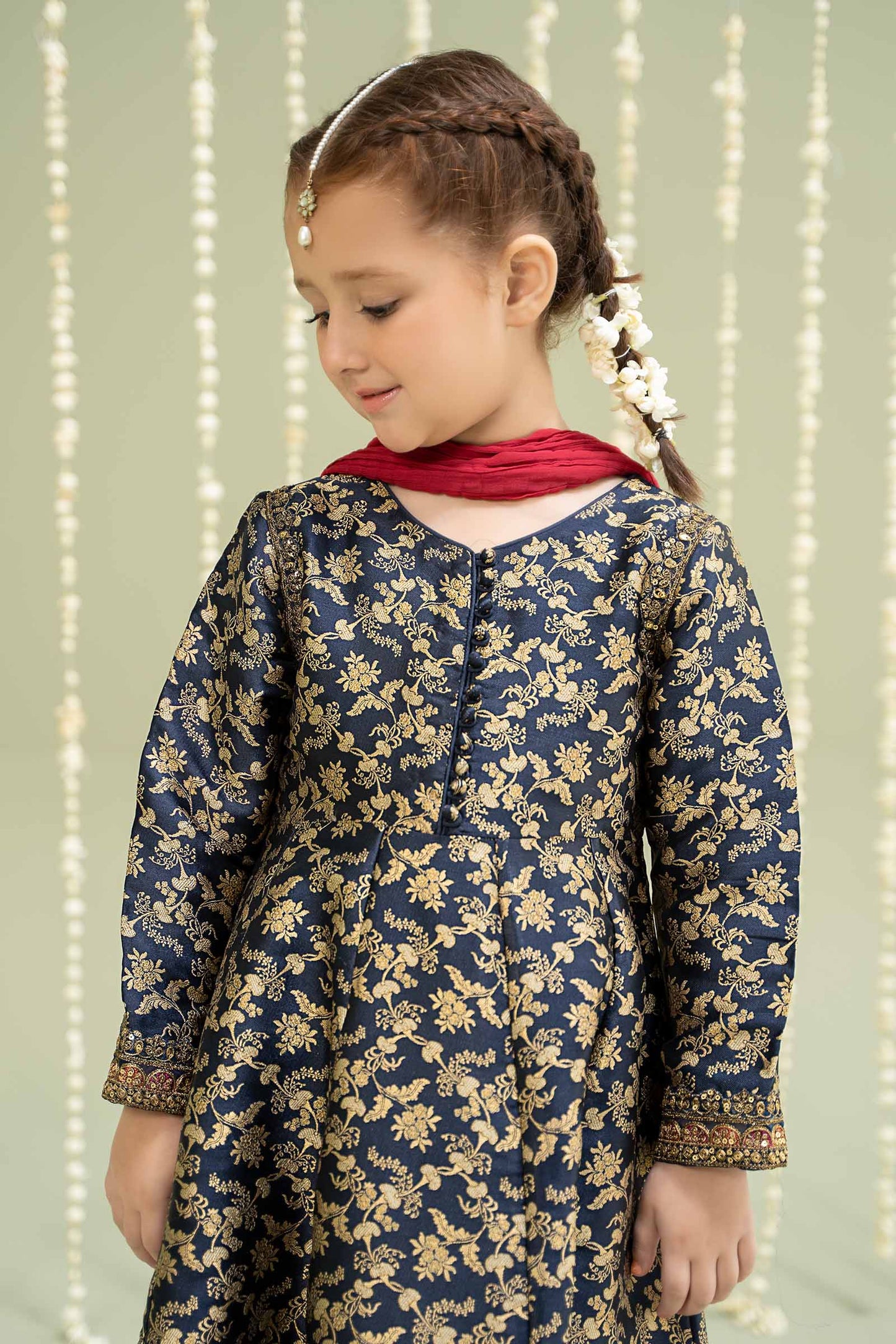 Maria B | 3 Piece Embroidered Jamawar Suit | MKS-W24-30 6-Apr Blue