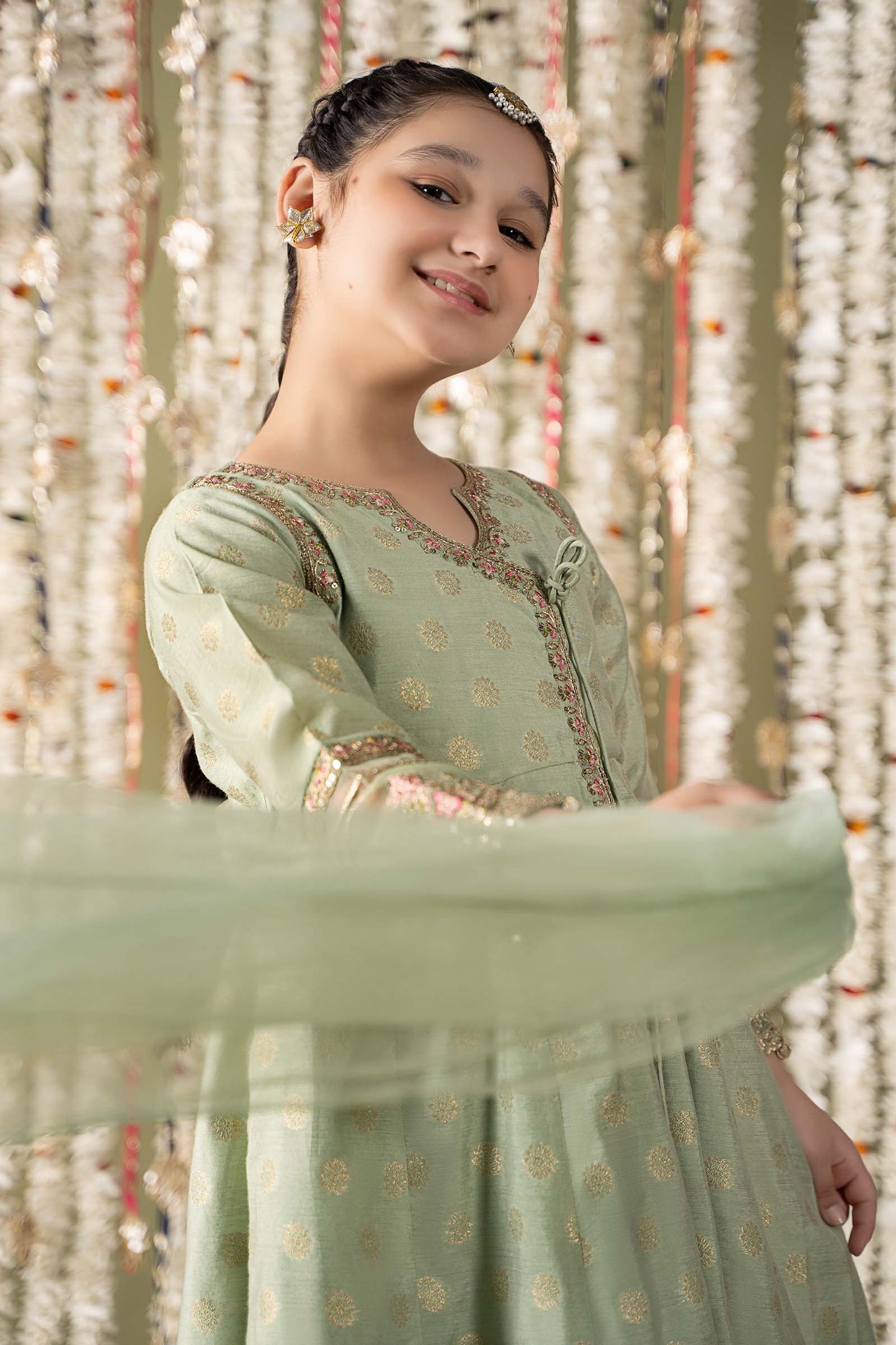 Maria B | 3 Piece Embroidered Cotton Lurex Suit | MKS-EF25-12 6-Apr Green