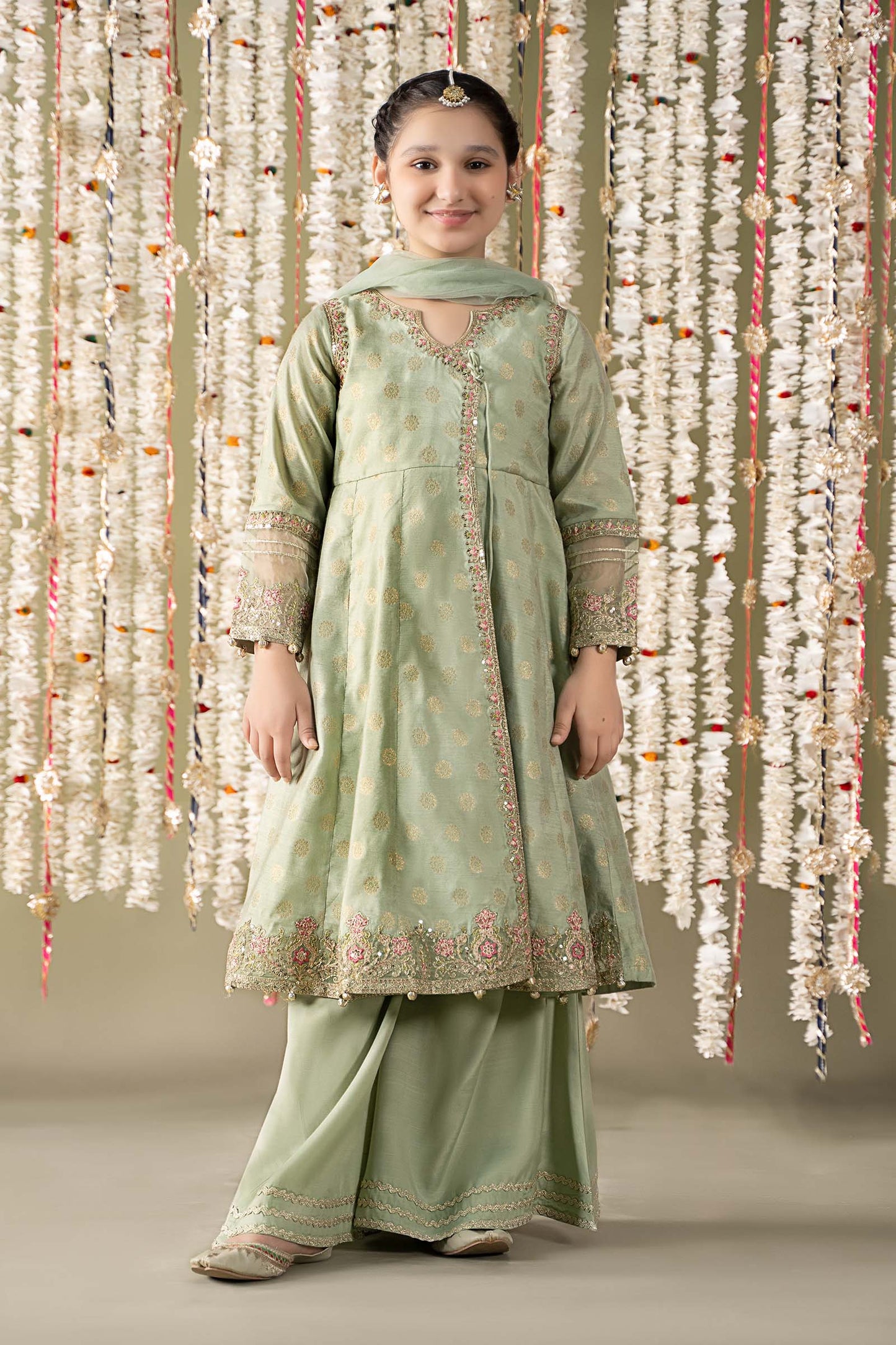 Maria B | 3 Piece Embroidered Cotton Lurex Suit | MKS-EF25-12 4-Feb Green