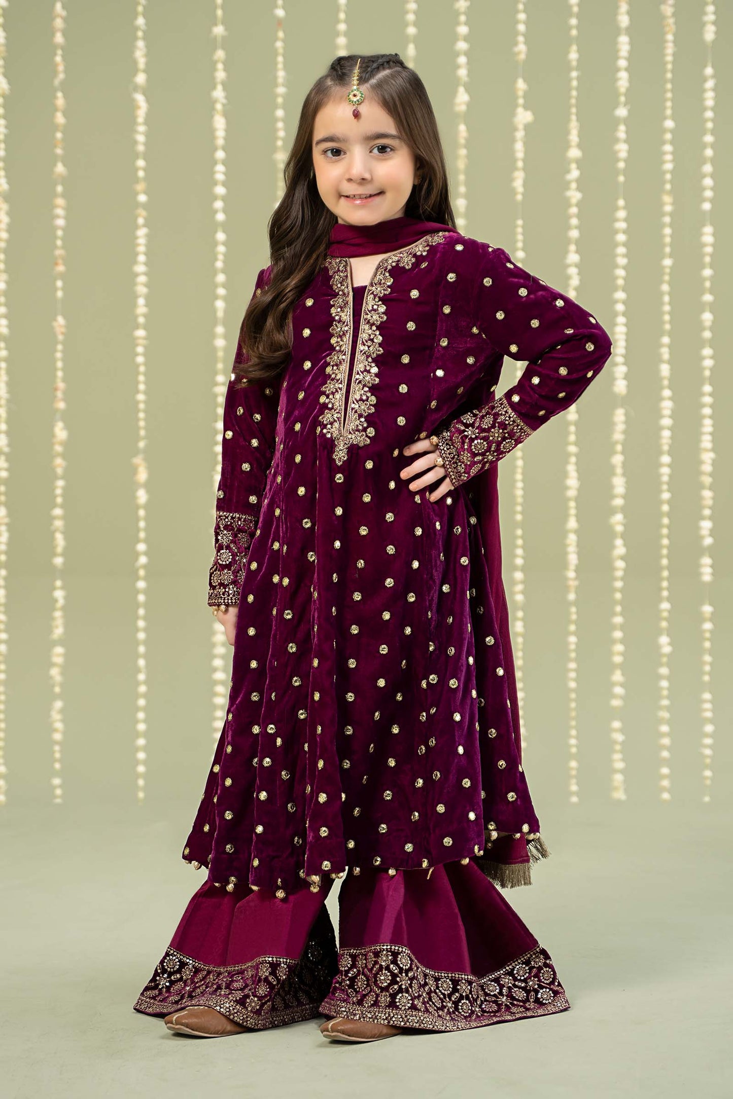 Maria B | 3 Piece Embroidered Velvet Suit | MKS-W24-38 4-Feb Purple