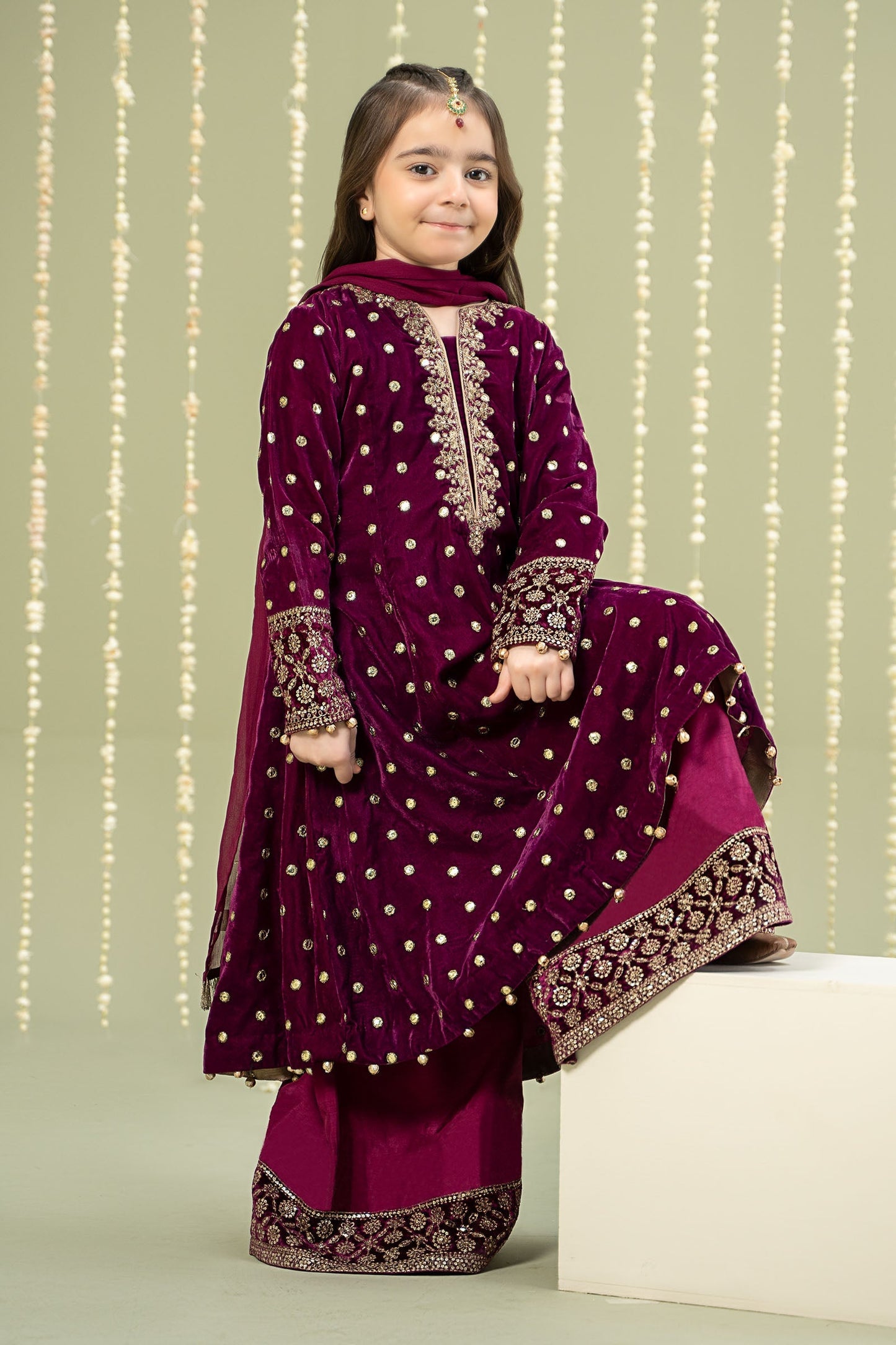 Maria B | 3 Piece Embroidered Velvet Suit | MKS-W24-38 12-Oct Purple