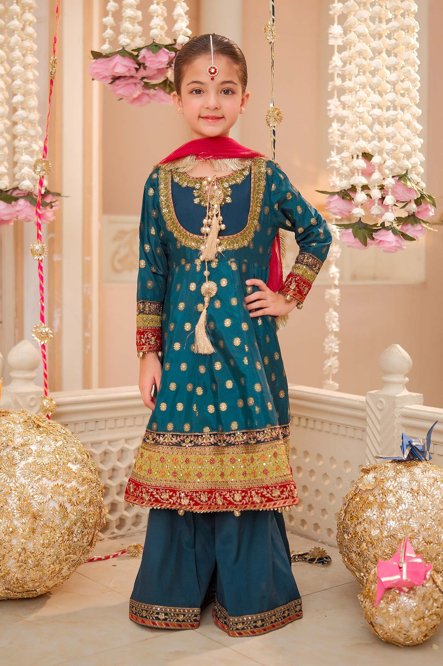 Maria B | 3 Piece Embroidered Jamawar Suit | MKS-W24-22 6-Apr Blue