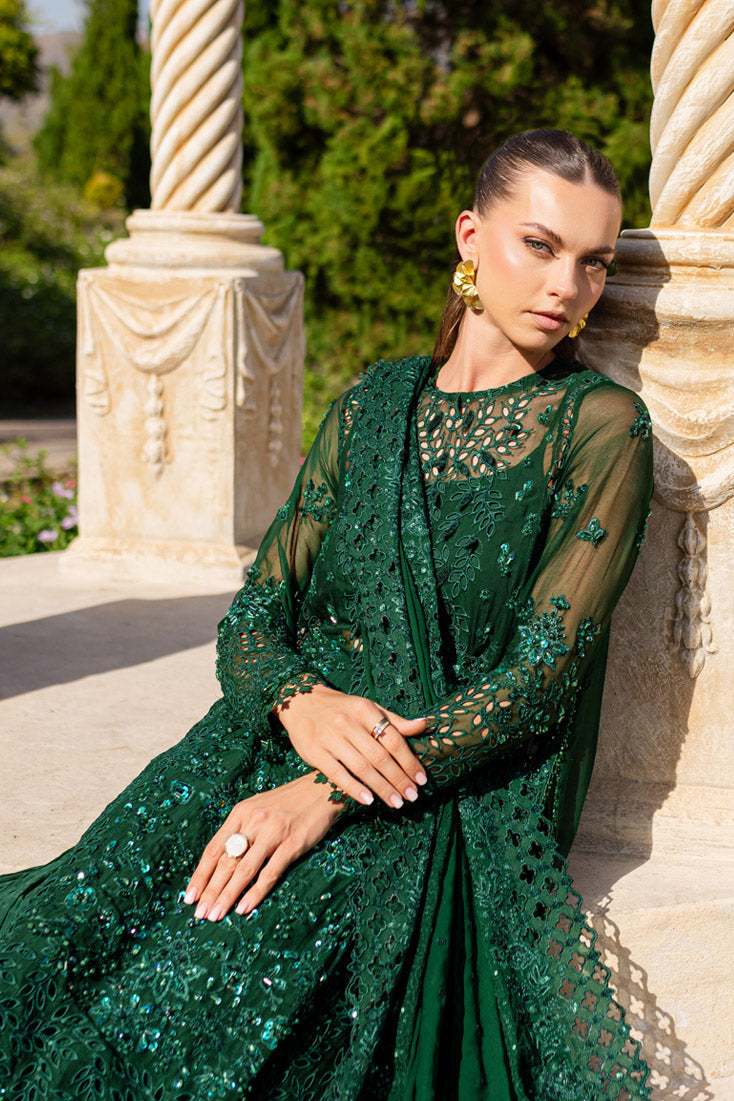 Marjjan | Isabella Formals | MLC-26 L Dark Green Crinkle Chiffon