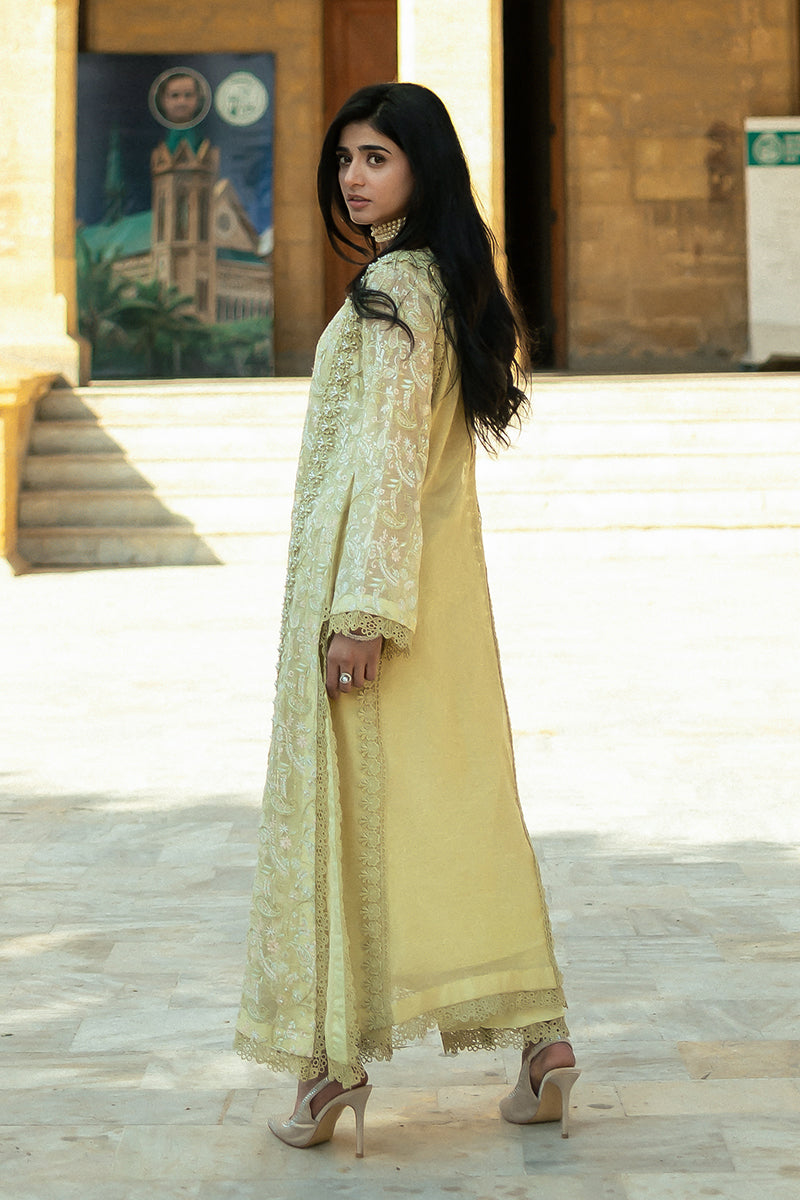 Mushq | Saugaat City of Lights | Faryal S Pastel Yellow Cotton Net