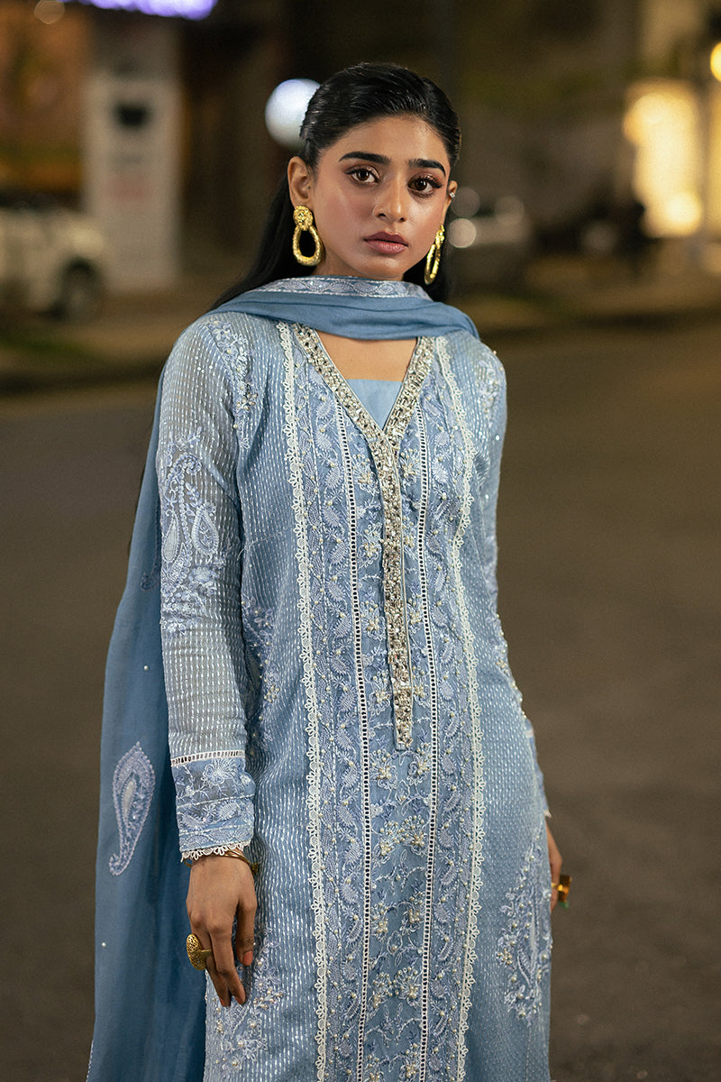 Mushq | Saugaat City of Lights | Umeed XL Pale Sky Blue Cotton Net