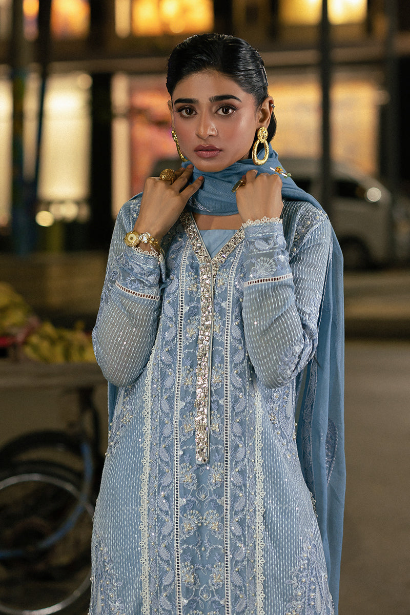 Mushq | Saugaat City of Lights | Umeed M Pale Sky Blue Cotton Net