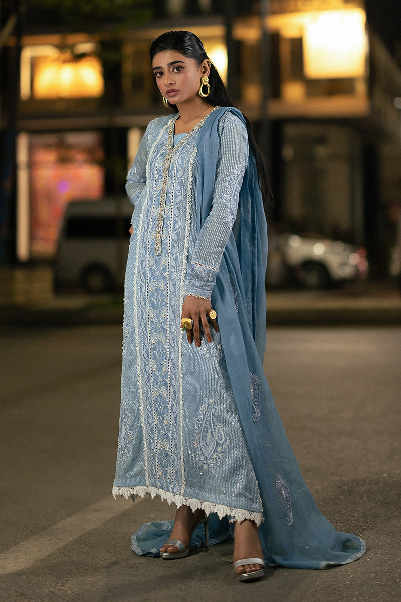 Mushq | Saugaat City of Lights | Umeed L Pale Sky Blue Cotton Net
