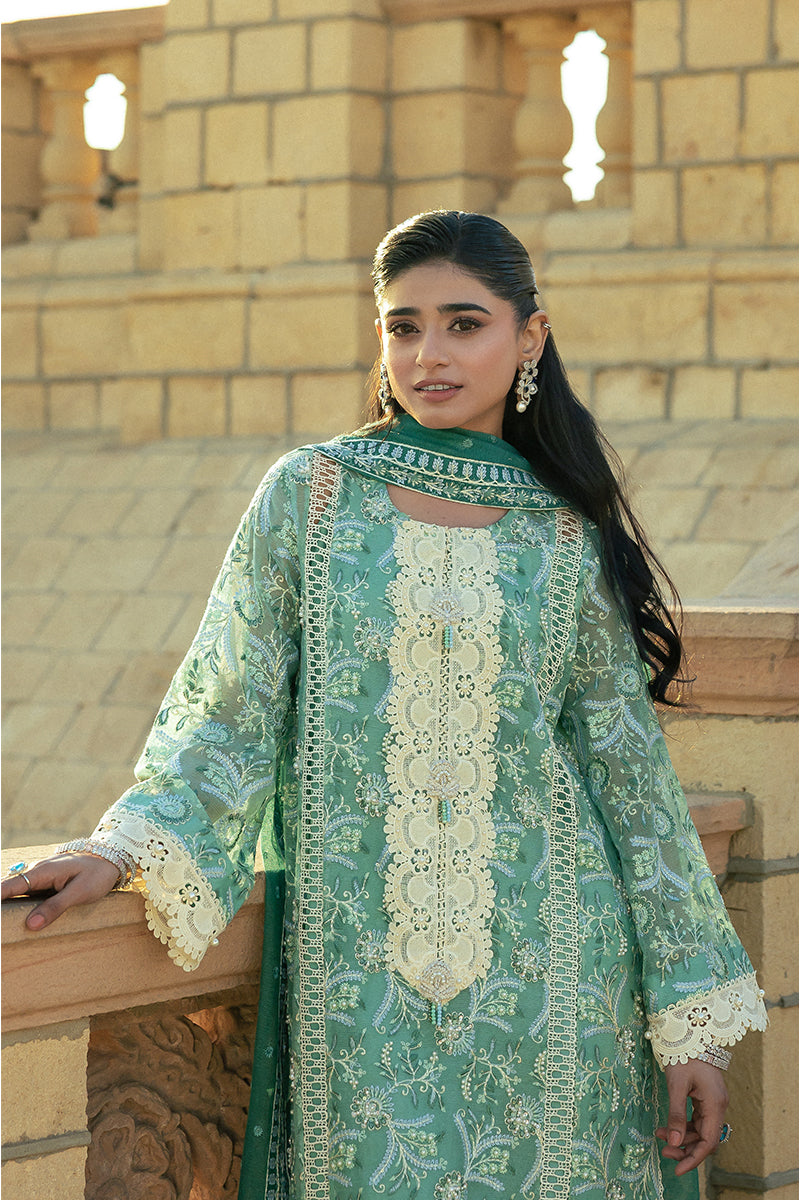 Mushq | Saugaat City of Lights | Irsa L Teal Gray Cotton Net