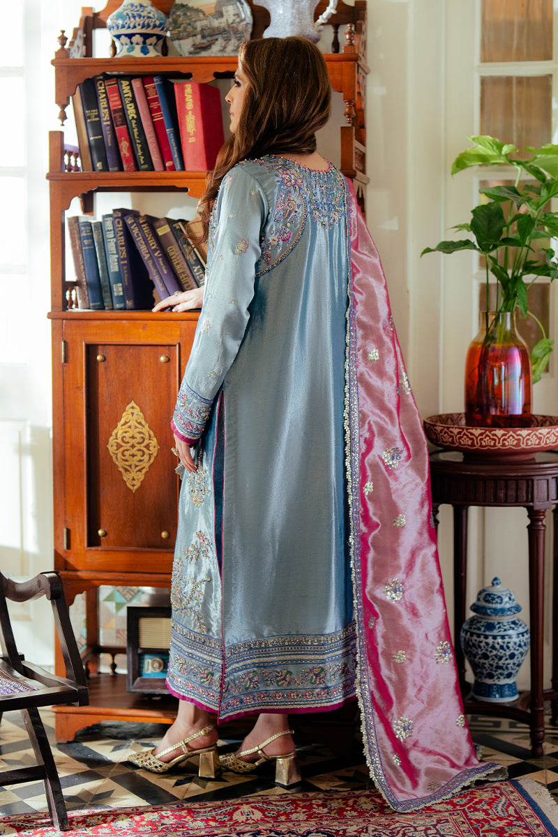 Mushq | Sunehri Resham Edit | NEELAM S Blue Satin Zari