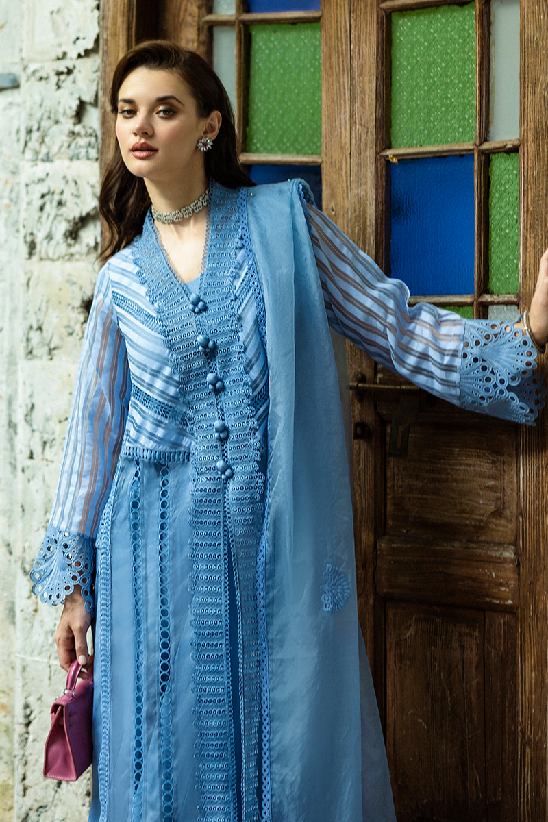 Mushq | Euphoria Eid Pret | Ellie M Blue Medium Organza