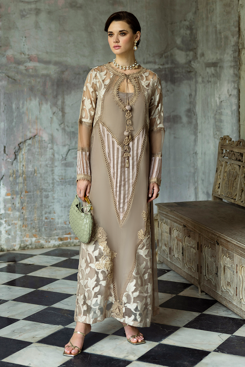 Mushq | Euphoria Eid Pret | Cassie XS Taupe Medium Organza