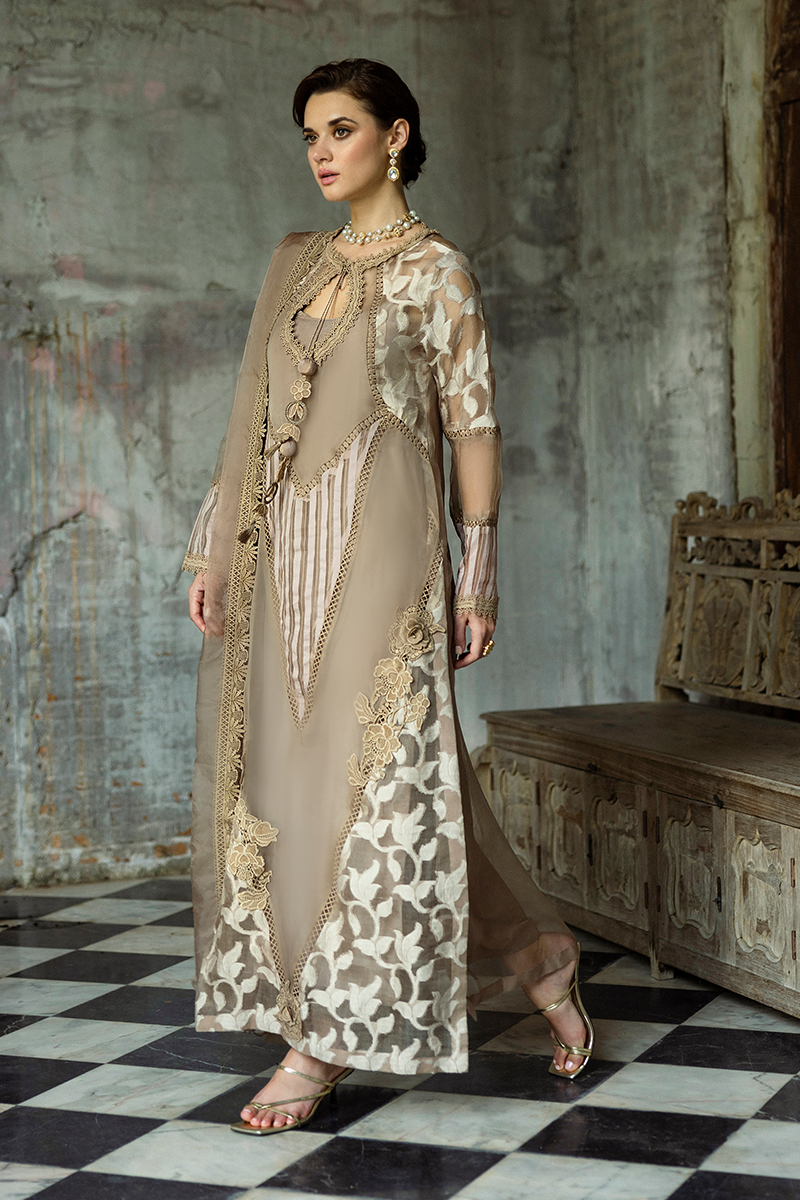 Mushq | Euphoria Eid Pret | Cassie M Taupe Medium Organza