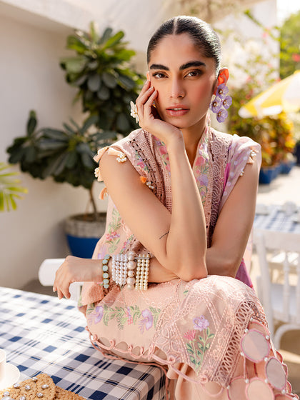 Parishay | Monaco Luxury Lawn 25 | MS-08 Custom Size Pale Peach Lawn