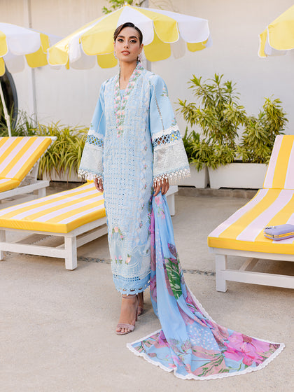 Parishay | Monaco Luxury Lawn 25 | MS-10 M Pale Sky Blue Lawn