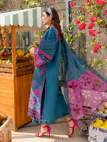 Parishay | Monaco Luxury Lawn 25 | MS-11 S Teal Blue Lawn