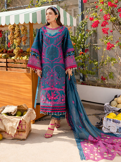 Parishay | Monaco Luxury Lawn 25 | MS-11 M Teal Blue Lawn