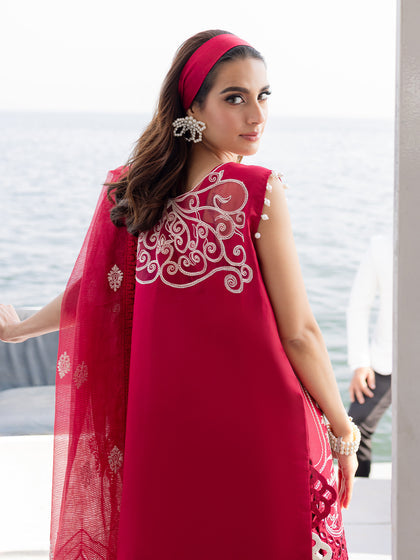 Parishay | Monaco Luxury Lawn 25 | MS-14 Custom Size Electric Red Lawn