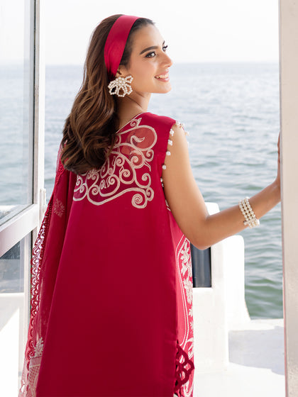 Parishay | Monaco Luxury Lawn 25 | MS-14 L Electric Red Lawn