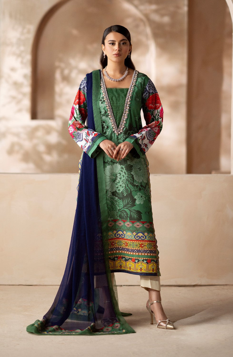 Maryum N Maria | Zeil Winter | SNEHA - MS40103 S Green