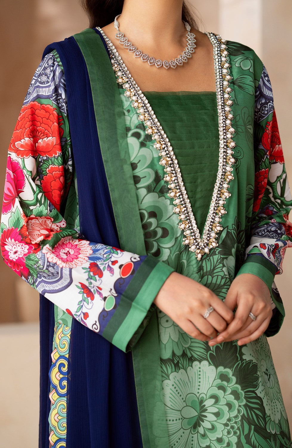 Maryum N Maria | Zeil Winter | SNEHA - MS40103 L Green