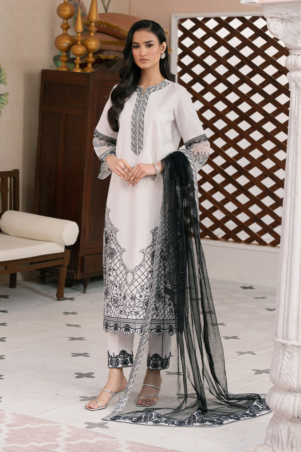 Maryum N Maria | Eid Luxury Lawn 25 | AZADEH - MS50147 XS White Lawn