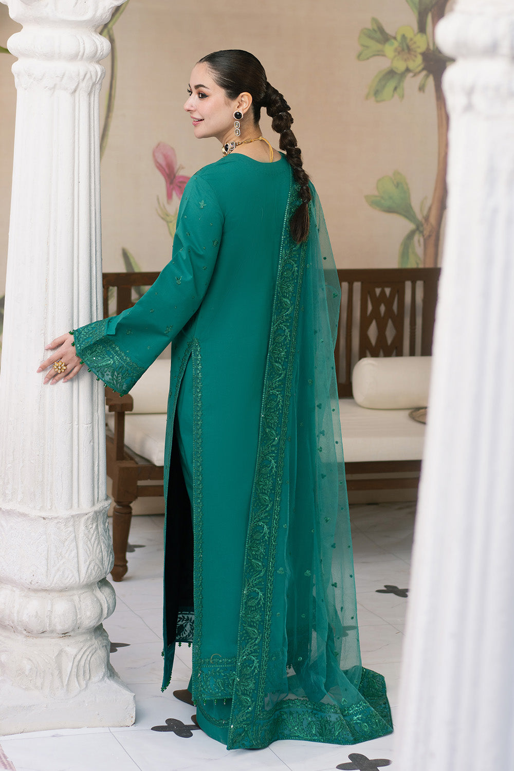 Maryum N Maria | Eid Luxury Lawn 25 | AFAREEN - MS50149 S Emerald Green Lawn