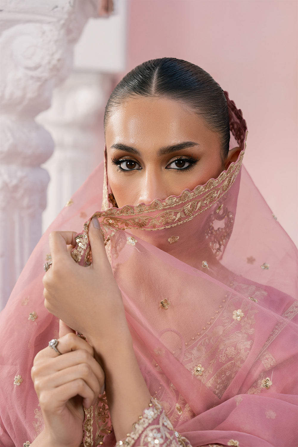 Maryum N Maria | Eid Luxury Lawn 25 | AZITA - MS50152 M Salmon Pink Lawn