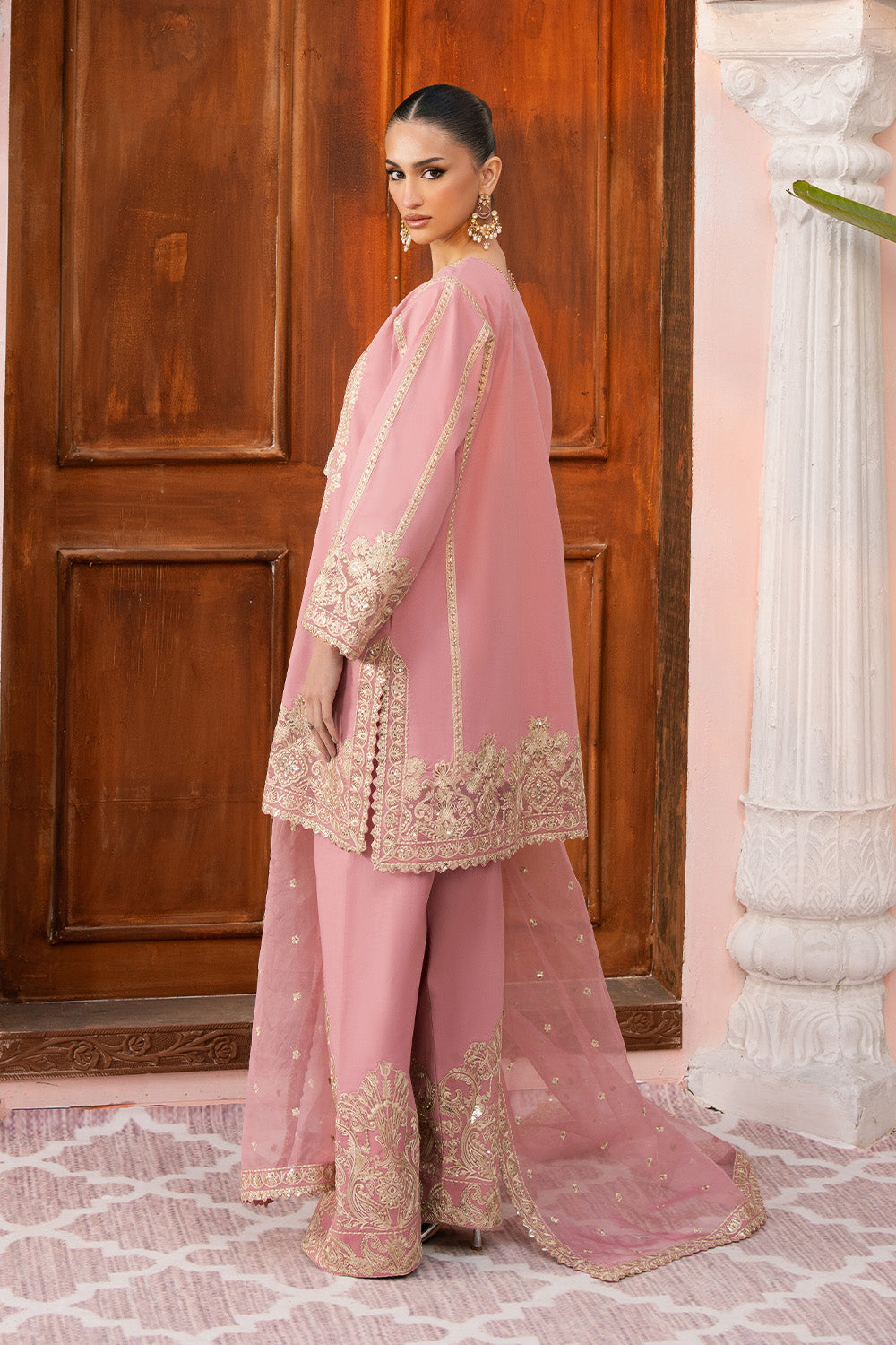 Maryum N Maria | Eid Luxury Lawn 25 | AZITA - MS50152 S Salmon Pink Lawn