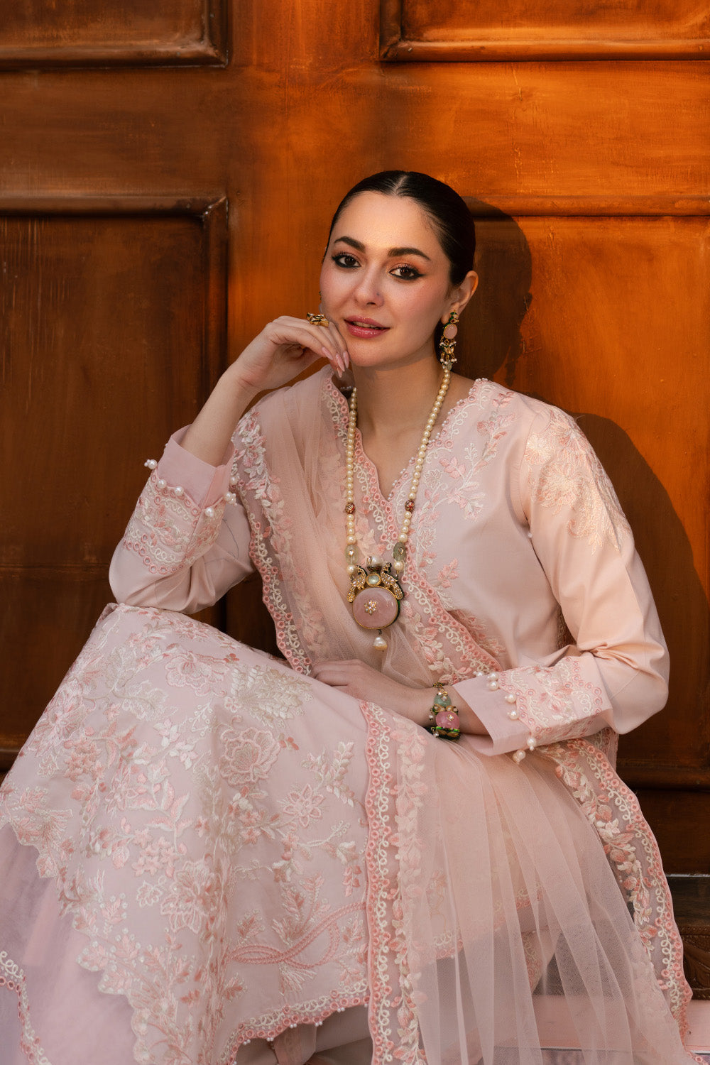 Maryum N Maria | Eid Luxury Lawn 25 | AGHIGH - MS50154 L Pink Lawn