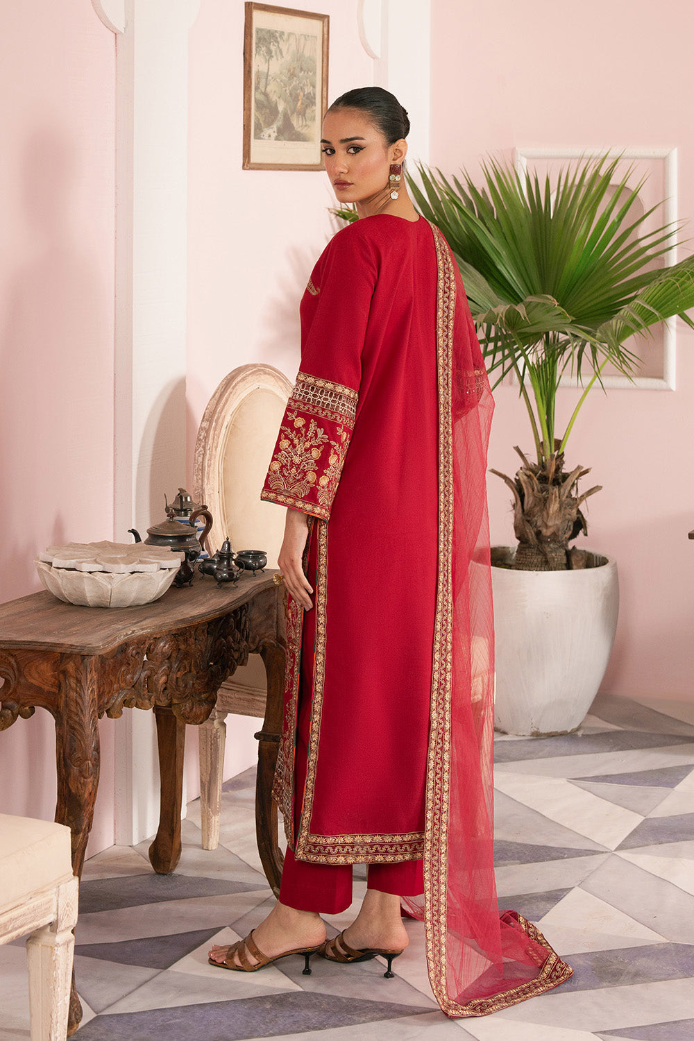 Maryum N Maria | Eid Luxury Lawn 25 | AZIN - MS50155 S Red Lawn