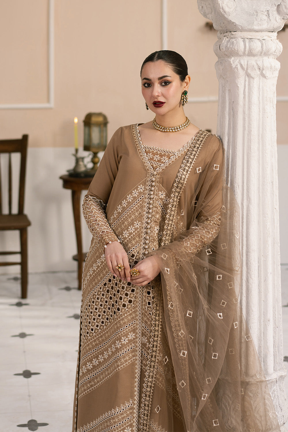 Maryum N Maria | Eid Luxury Lawn 25 | AFSOON - MS50156 L Taupe Lawn