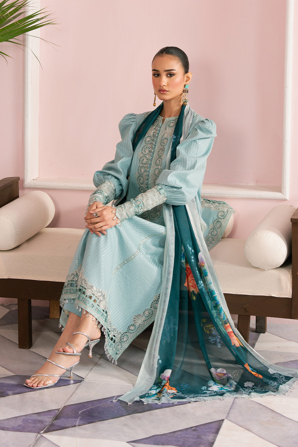 Maryum N Maria | Eid Luxury Lawn 25 | ATOOSH - MS50158 L Aqua Lawn