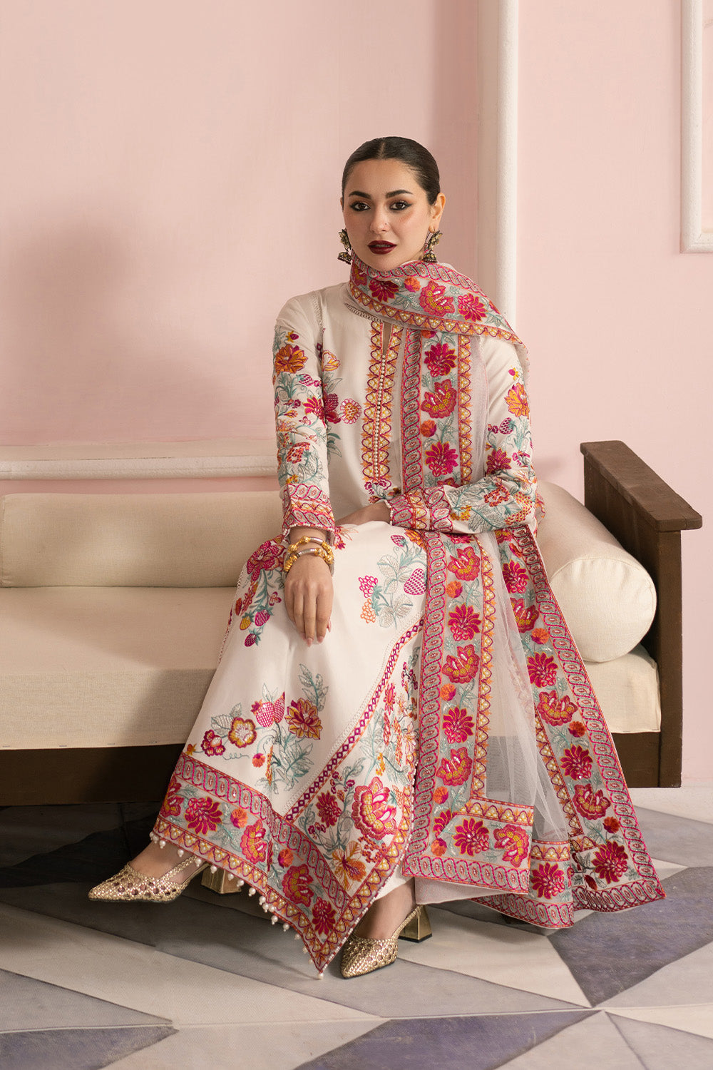 Maryum N Maria | Eid Luxury Lawn 25 | AFSAR - MS50159 L Off White Lawn