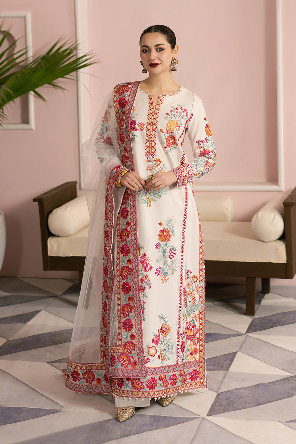 Maryum N Maria | Eid Luxury Lawn 25 | AFSAR - MS50159 XS Off White Lawn