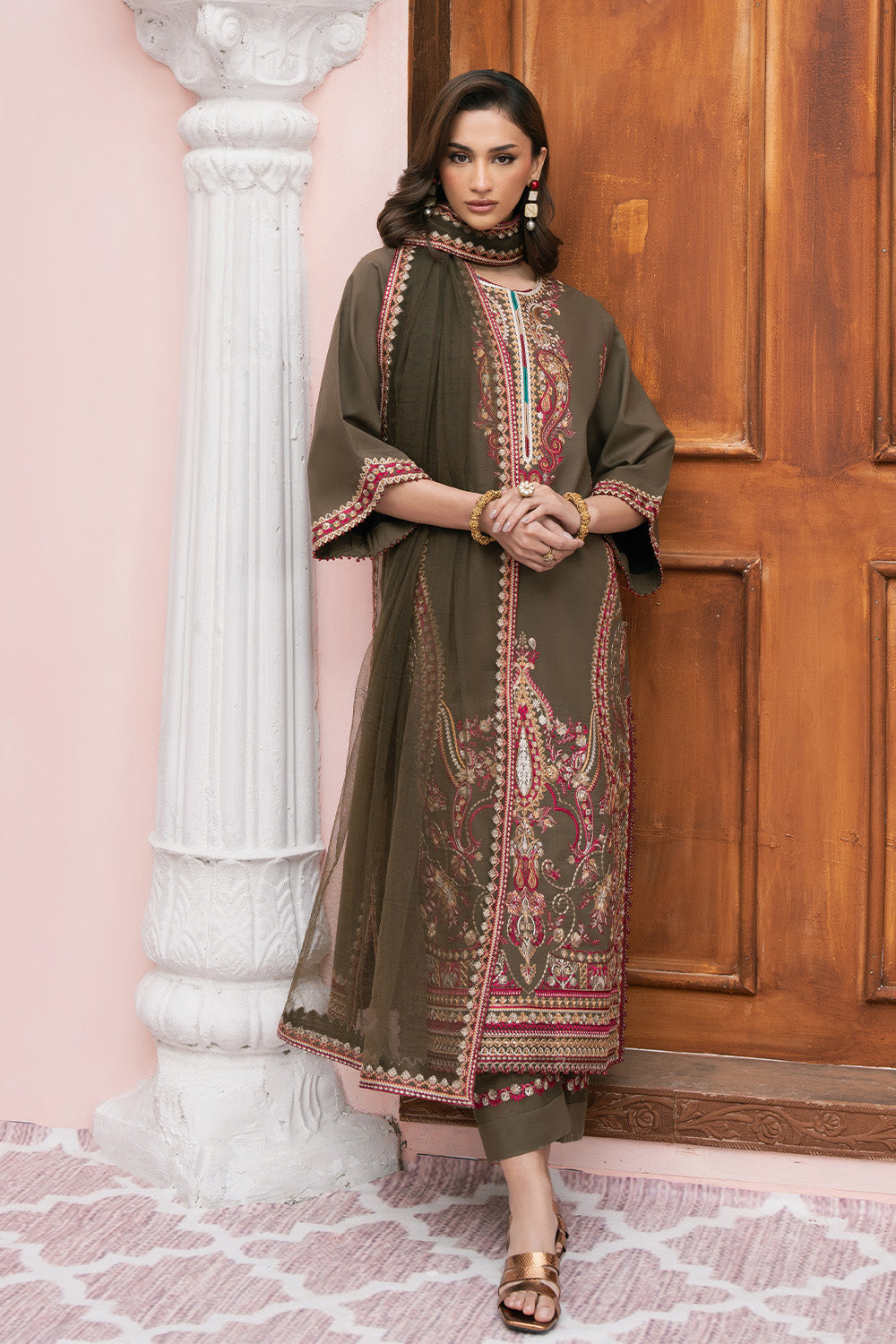 Maryum N Maria | Eid Luxury Lawn 25 | ANAHITA - MS50161 XS Brown Lawn