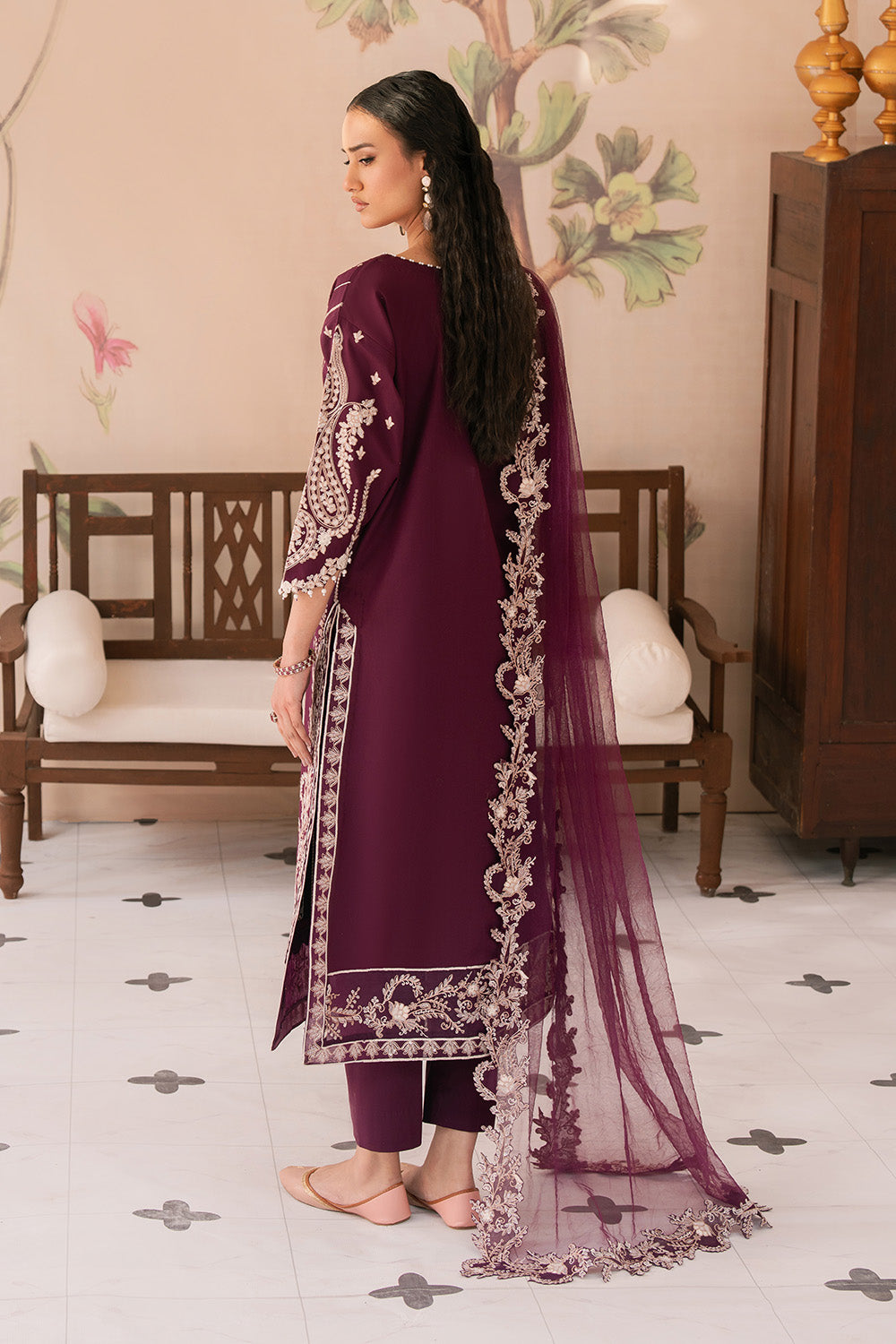 Maryum N Maria | Eid Luxury Lawn 25 | ALALEH - MS50163 S Plum Lawn