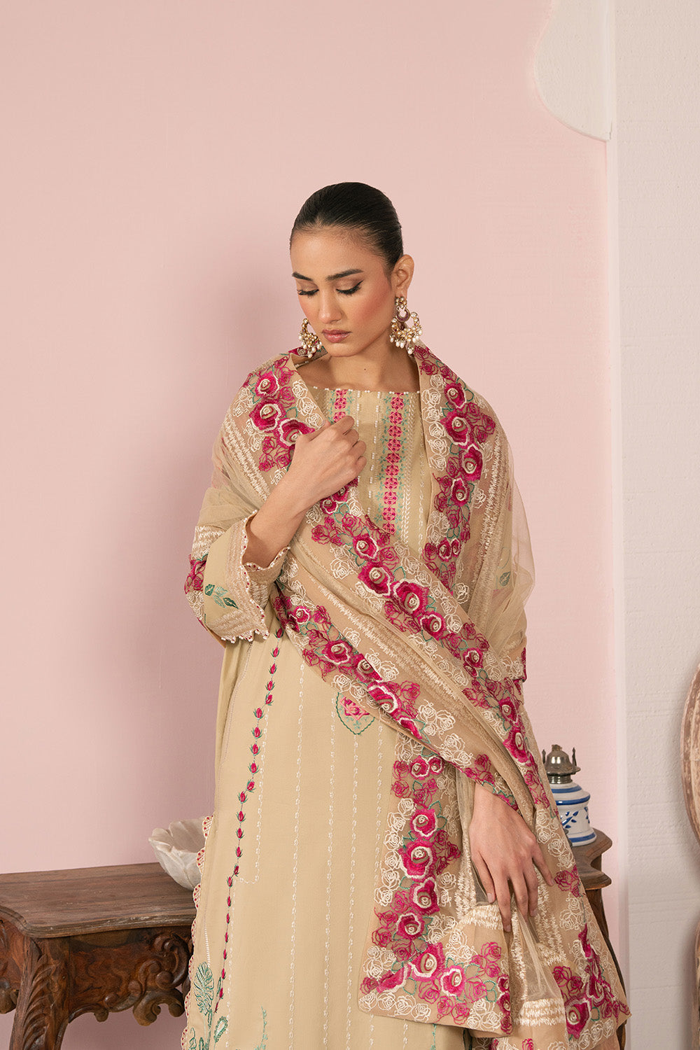 Maryum N Maria | Eid Luxury Lawn 25 | ANOOSHEH - MS50164 L Beige Lawn