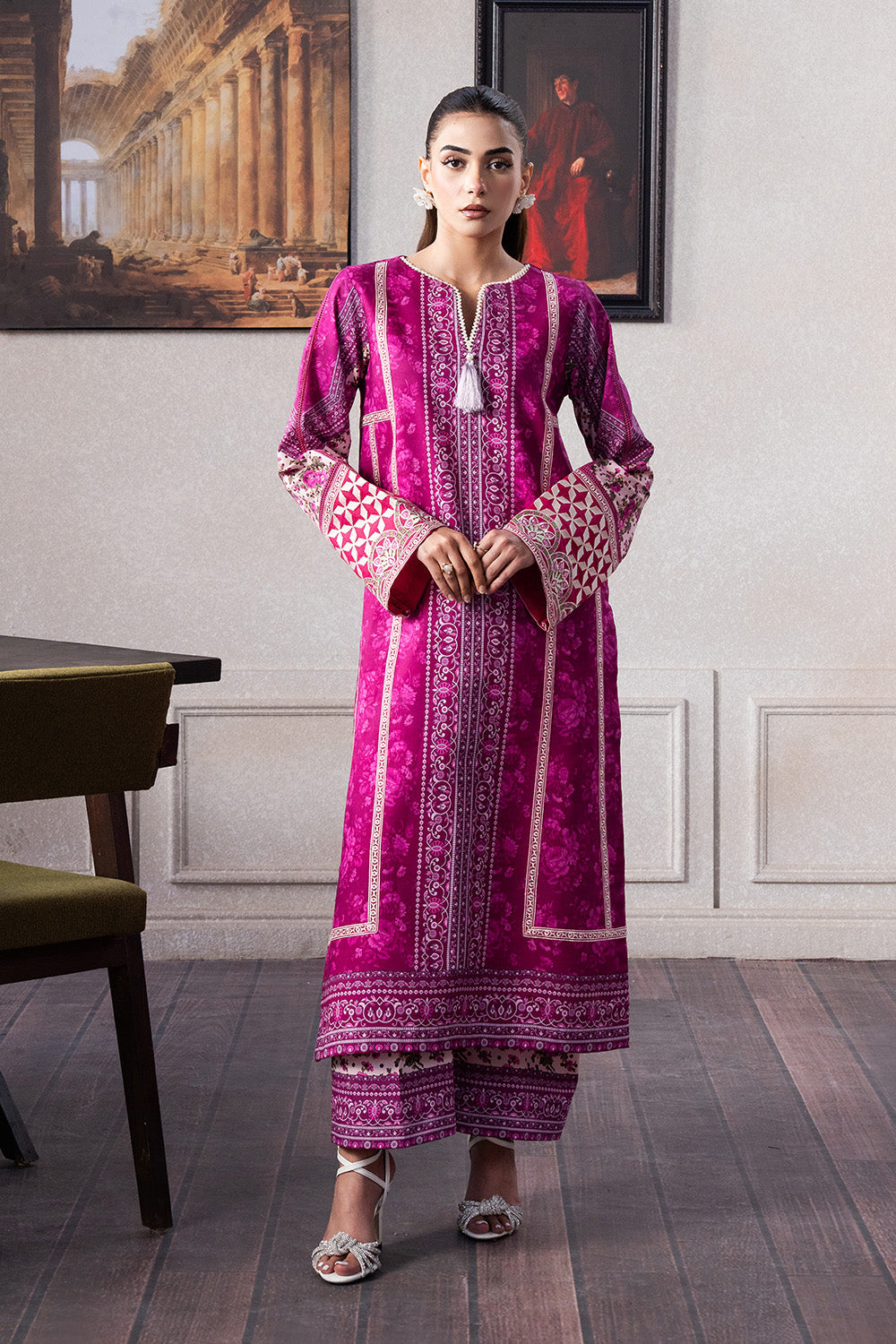 Maryum N Maria | Mah Casual Pret | ELORA - MS50433 XS Magenta Lawn