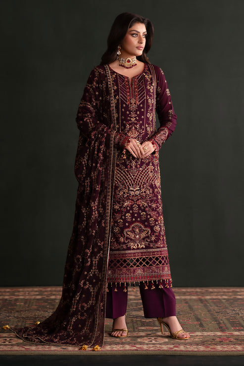 Emaan Adeel | Nooresha Formals 25 | Jenan XS Dark Plum Chiffon
