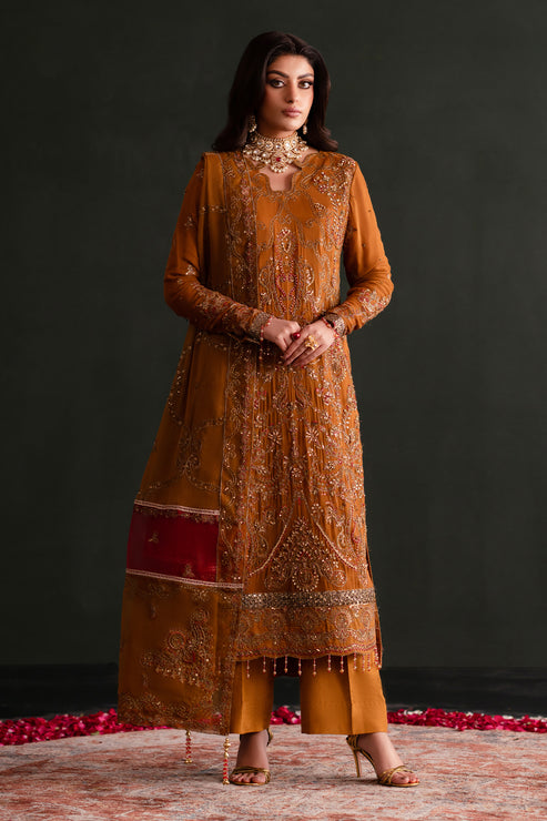 Emaan Adeel | Nooresha Formals 25 | Zarang XS Burnt Orange Chiffon
