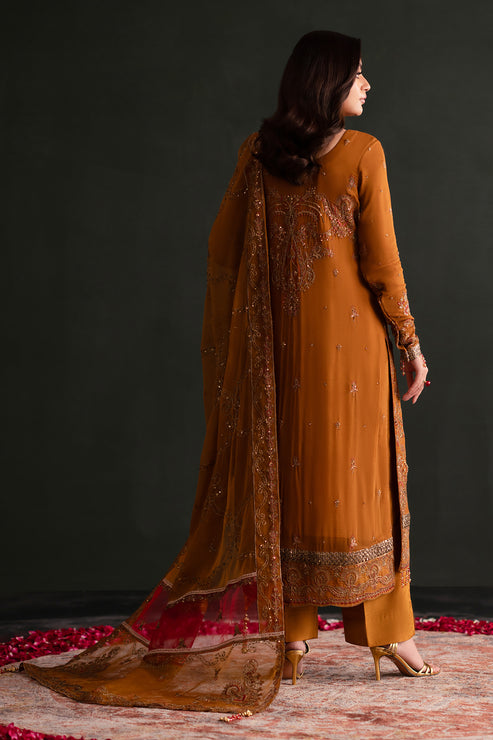 Emaan Adeel | Nooresha Formals 25 | Zarang S Burnt Orange Chiffon
