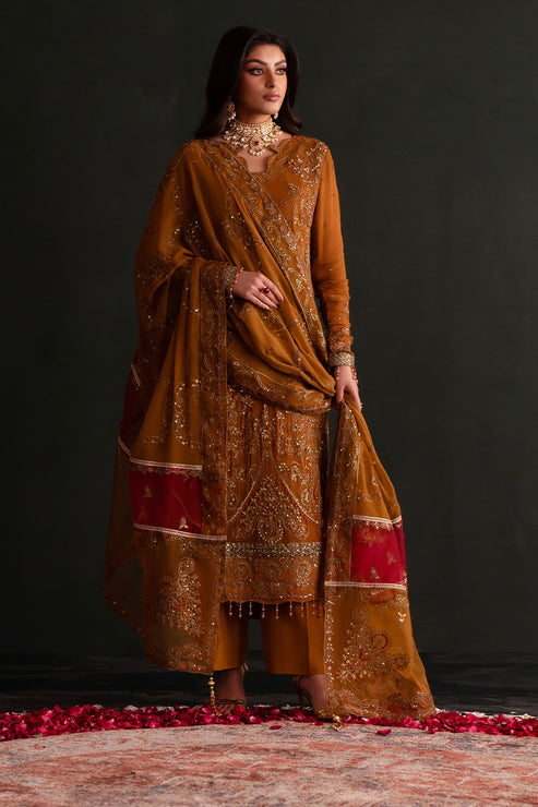 Emaan Adeel | Nooresha Formals 25 | Zarang L Burnt Orange Chiffon