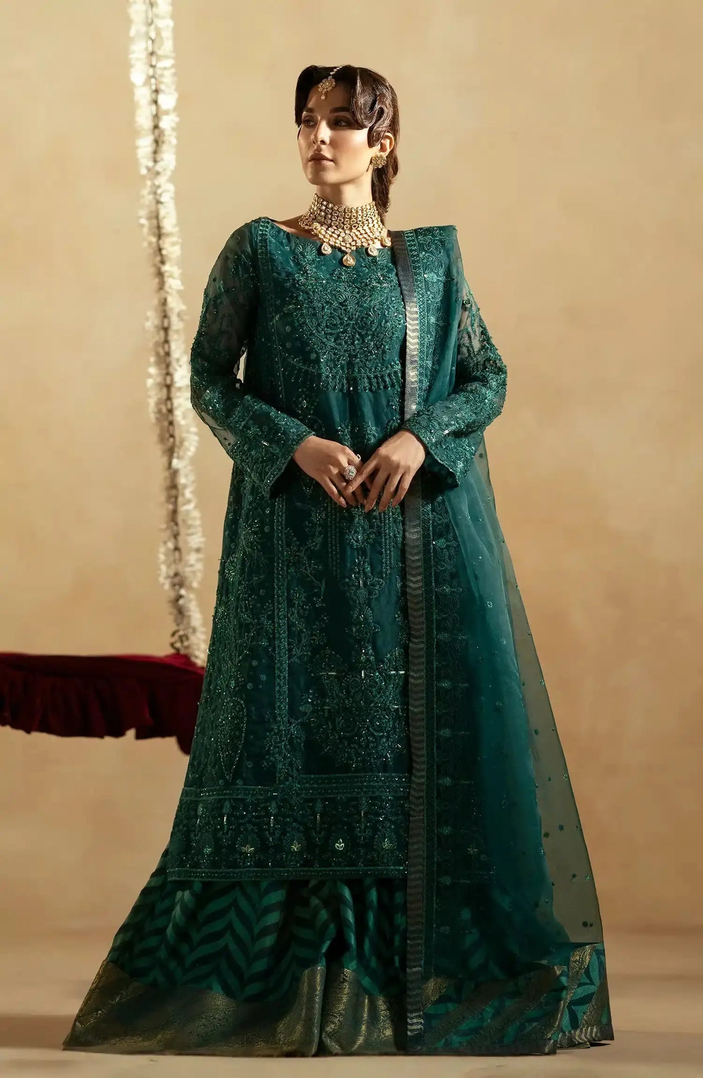 Maryum N Maria | Zamani Beghum Formals 23 | Emerald-(MW23-516) - Pakistani Designer Dress - by Maryum N Maria | Type: Bridal - 100% Original at Saira Sultan