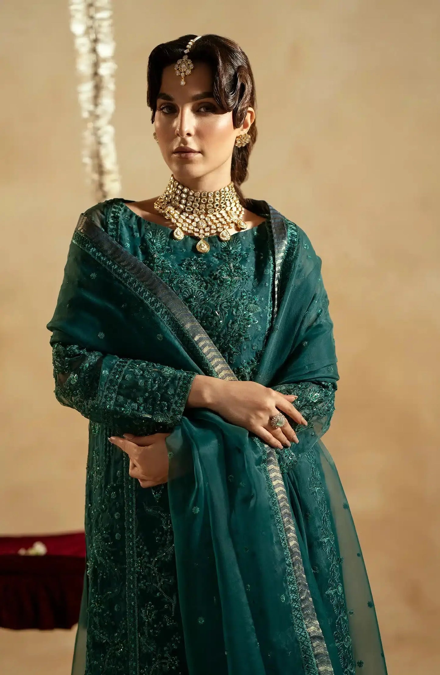 Maryum N Maria | Zamani Beghum Formals 23 | Emerald-(MW23-516) - Pakistani Designer Dress - by Maryum N Maria | Type: Bridal - 100% Original at Saira Sultan