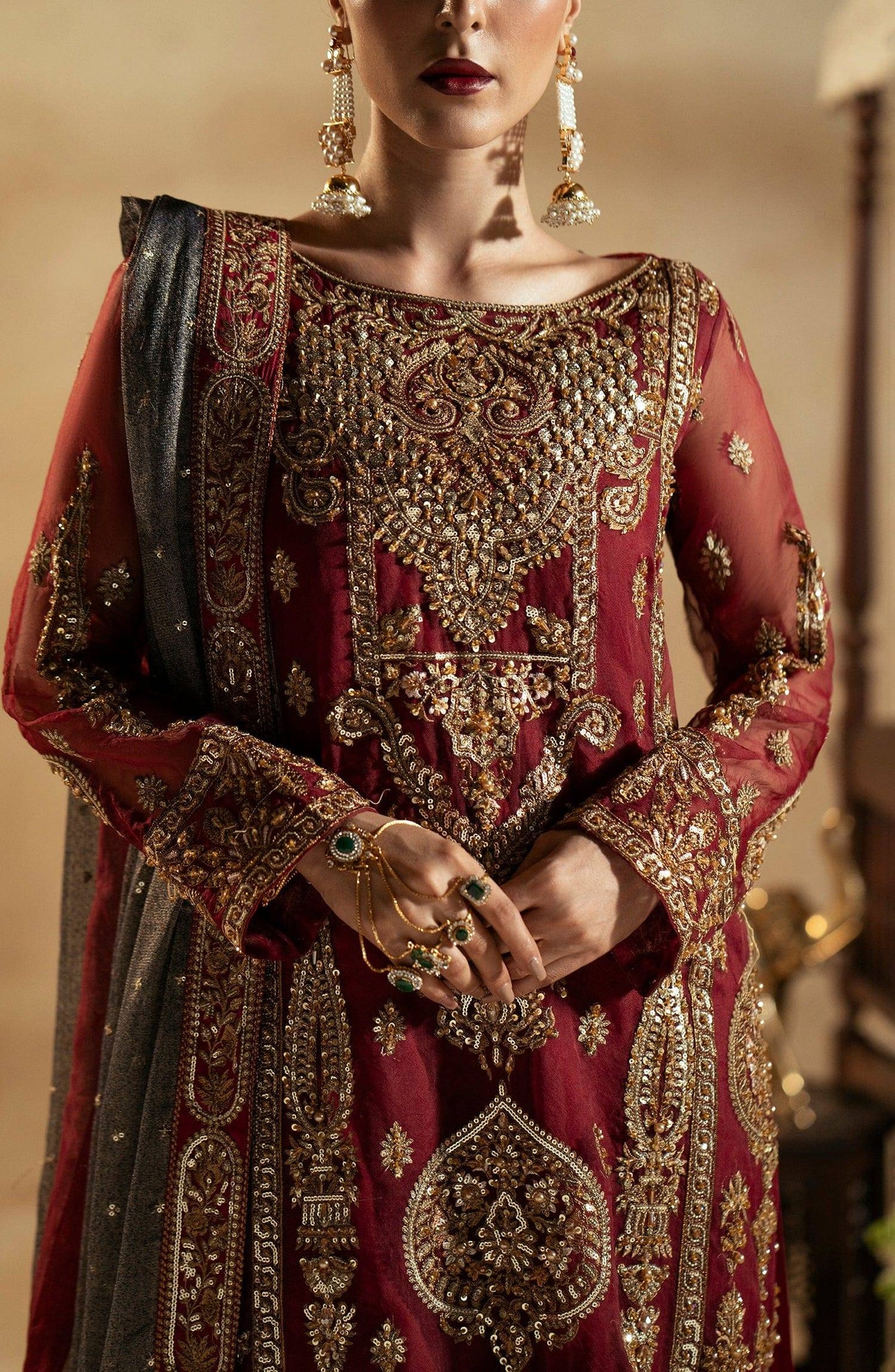 Maryum N Maria | Zamani Beghum Formals 23 | Ruby-(MW23-517) - Pakistani Designer Dress - by Maryum N Maria | Type: Bridal - 100% Original at Saira Sultan