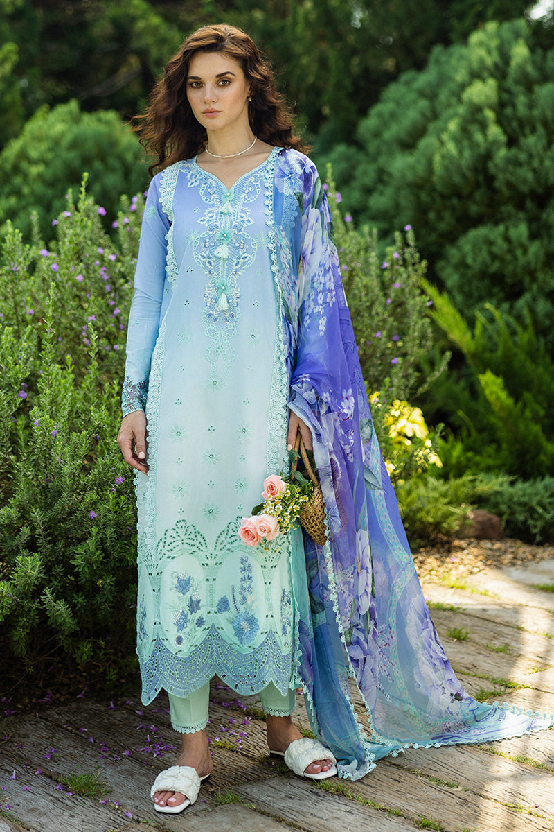 Mushq | Solace Ombre Chikankari |Fiducia XS Pastel Blue Chikankari Lawn