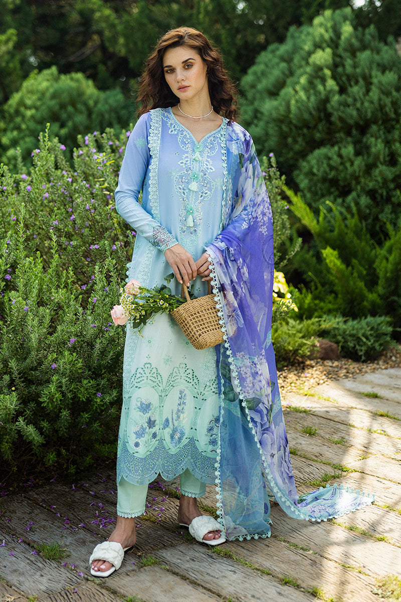 Mushq | Solace Ombre Chikankari |Fiducia M Pastel Blue Chikankari Lawn