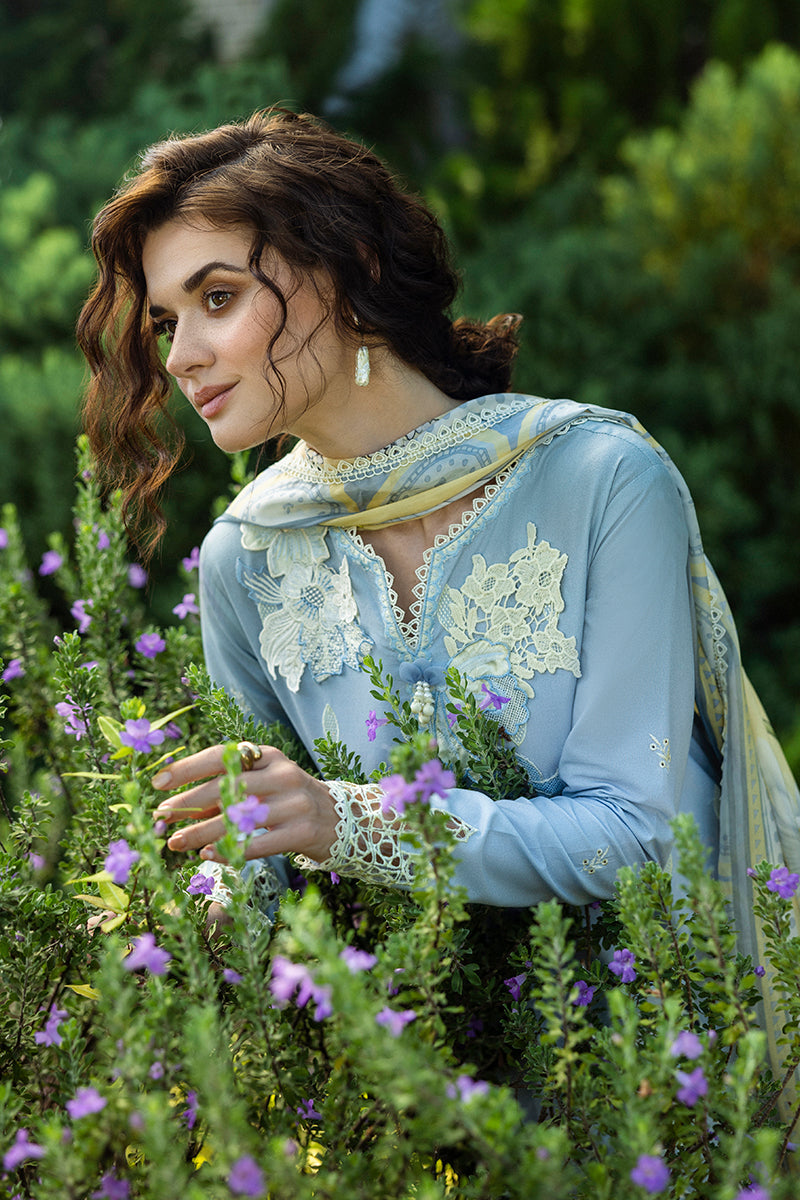 Mushq | Solace Ombre Chikankari | Intesa M Sky Blue Chikankari Lawn